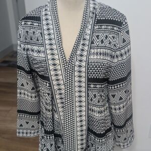 Chico's Black and White Patterned Cardigan